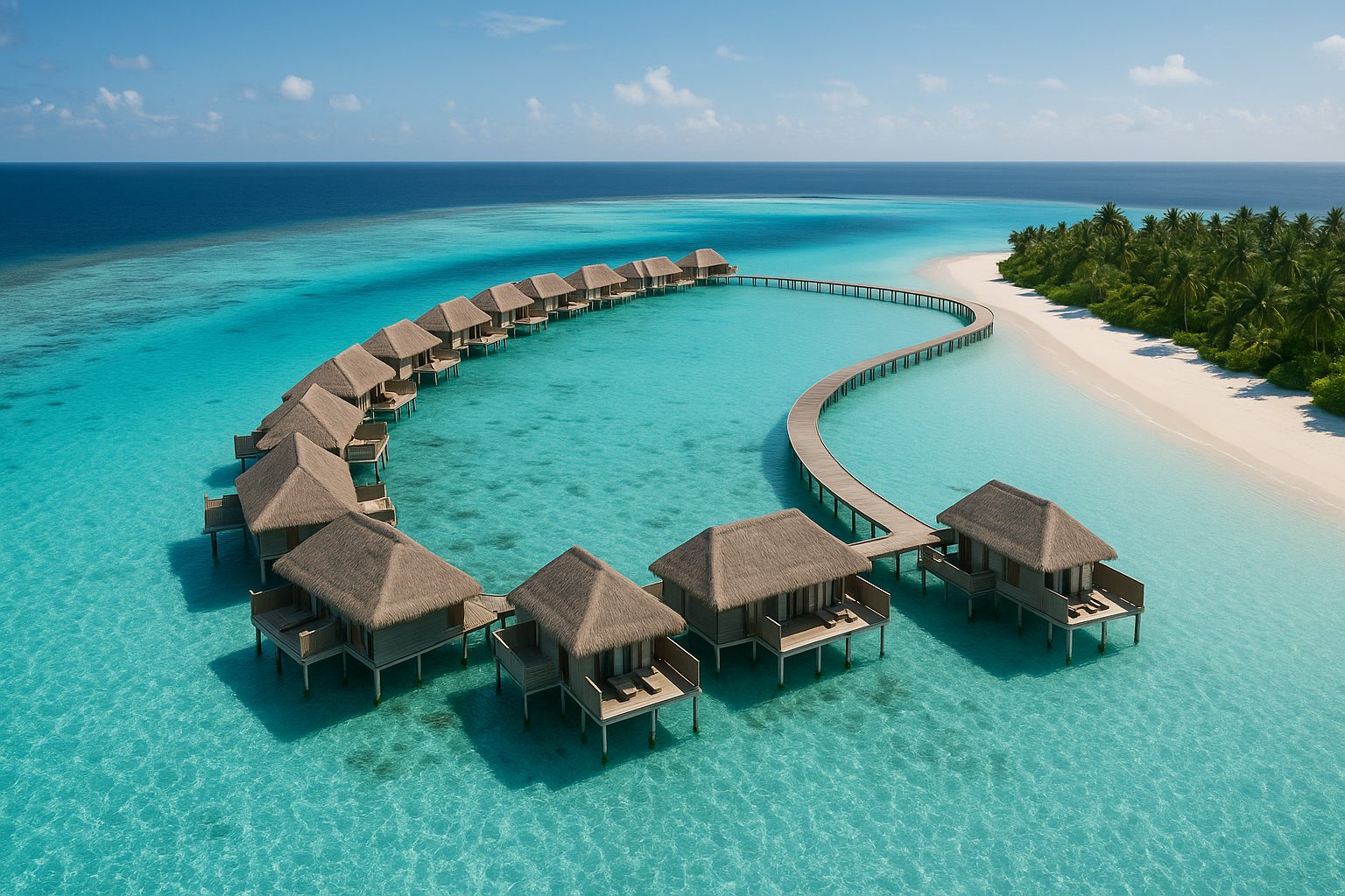 Malediven Overwater Villa über heller Lagune